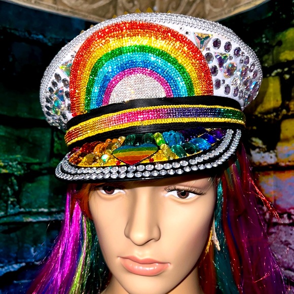 Rainbows and Flowers Rave Hat - Picture 4 of 16